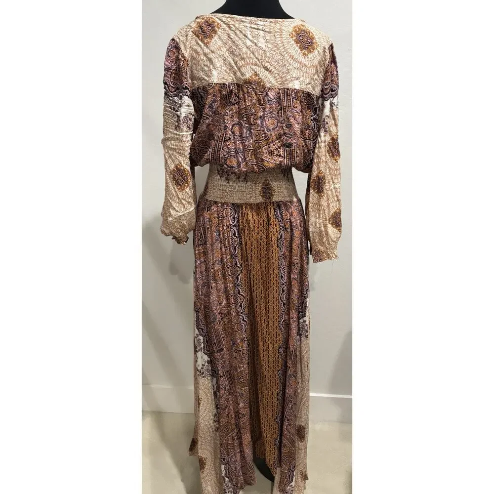 Free People Brown Multi-Print Maxi Dress